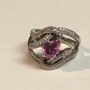 Pink sapphire and diamond ring